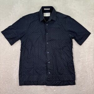 D.S. Dundee Mens Size 36 Small Polka Dot Shirt Short Sleeve Button Up Casual EUC